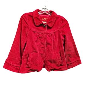 LAL Corduroy 3/4 Sleeve Loose Fit Single Button Jacket Red Size L